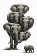 5 Elephant Family tattoo design tattoo design idea