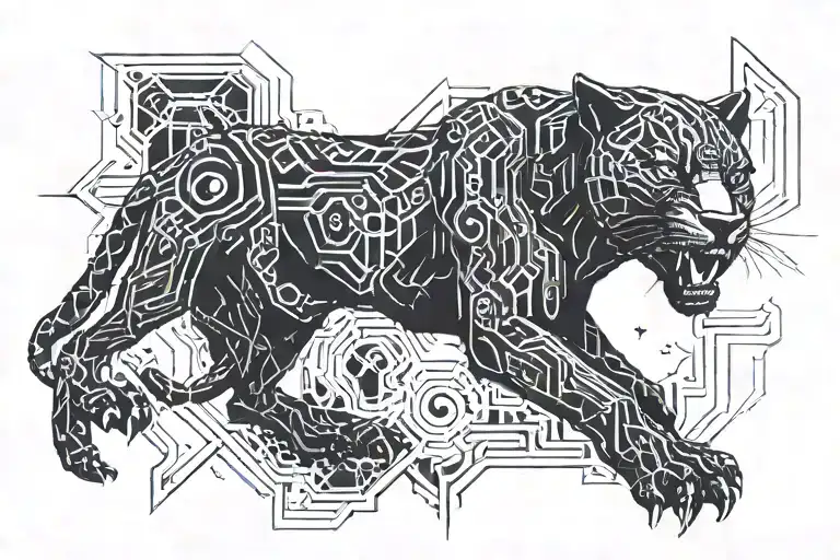 black panther chest tattoo with 10.5 and h a m d written around it tattoo design idea