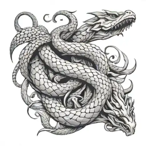 medus snakes wrapping around posidon triton tattoo design idea