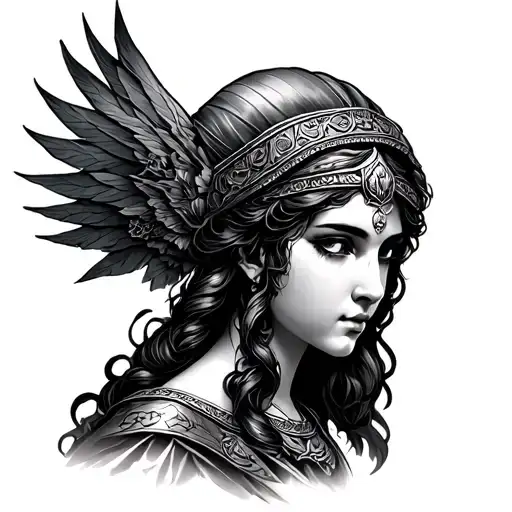 tyche Goddess Athena dressed tattoo design idea