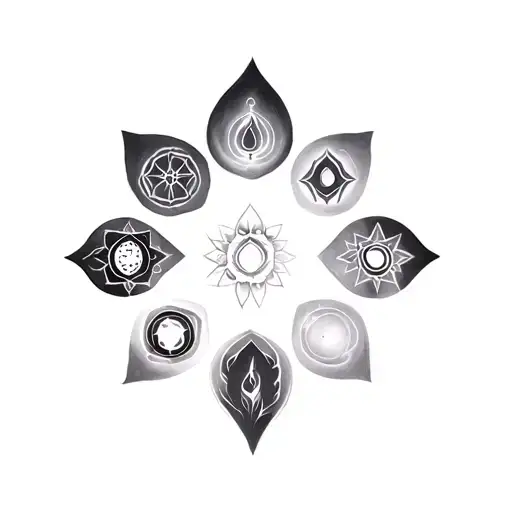 Coverup 7 chakra symbols incorporated tattoo design idea