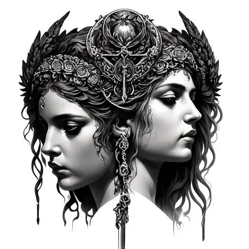 hecate triple  head goddess tattoo tattoo design idea
