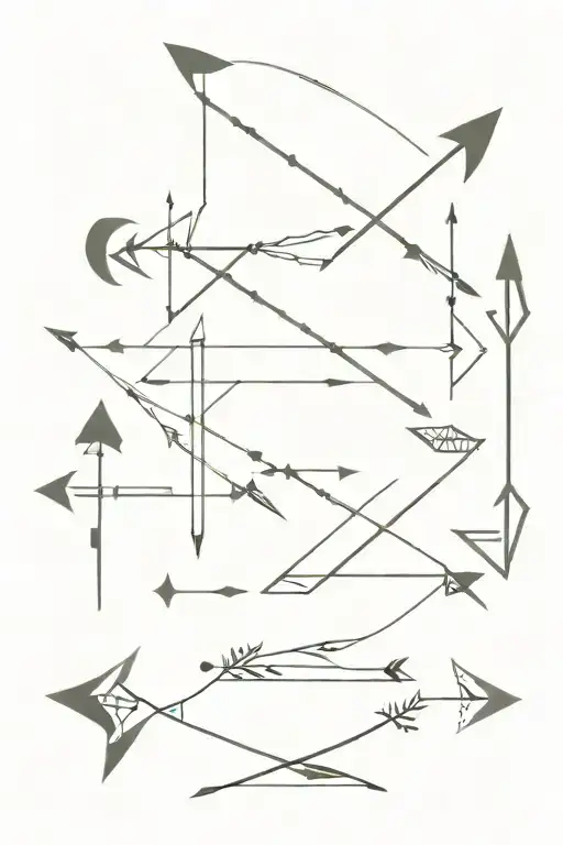 crossing arrows north east south west tattoo design idea