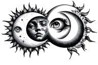 sun and moon tattoo design idea