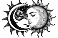 sun and moon tattoo design idea
