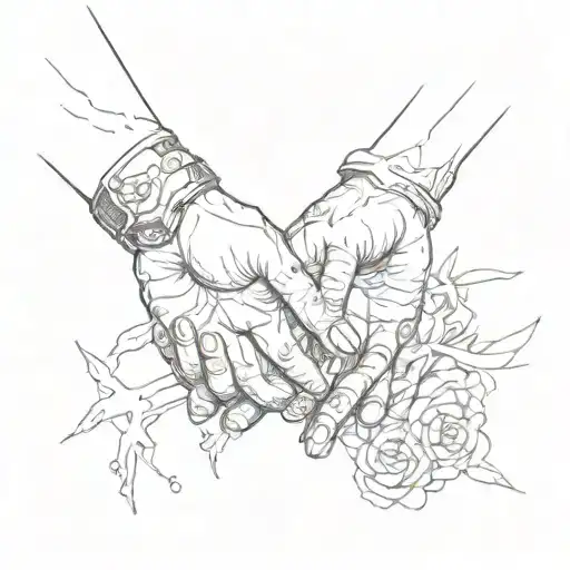 memorial for brother holding hands looking tattoo design idea