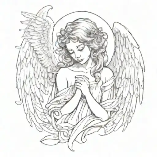 Sad angel tattoo design idea