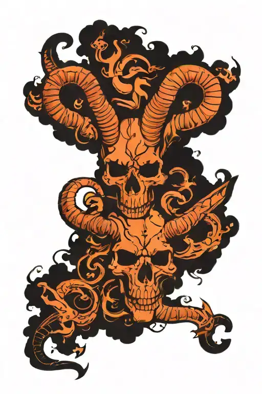 skulls clouds with Capricorn zodiac signs incorporated tattoo design idea