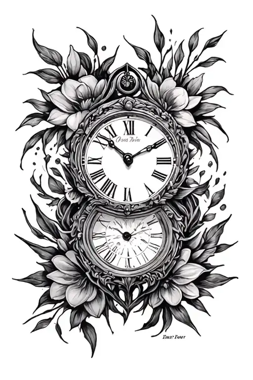 lost a loved one, lost time piece tattoo design idea