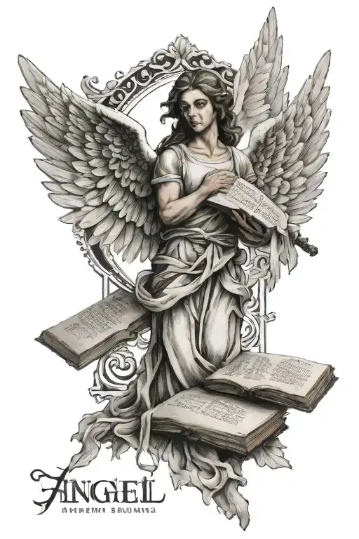 Angel and bible verse John 16:22 tattoo design idea