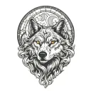 wolf moon clouds tattoo design idea