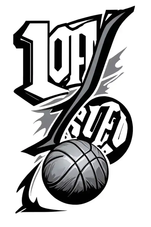 1of1 text with lamelo ball logo tattoo design idea