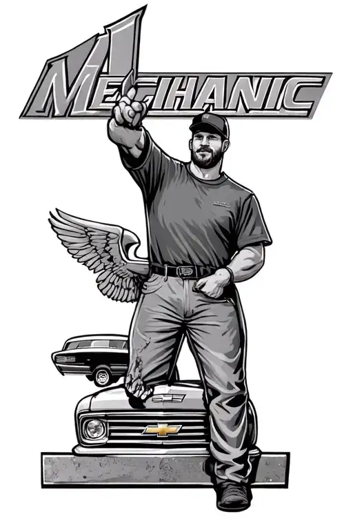 Mechanic Memorial for dad Chevrolet tattoo design idea