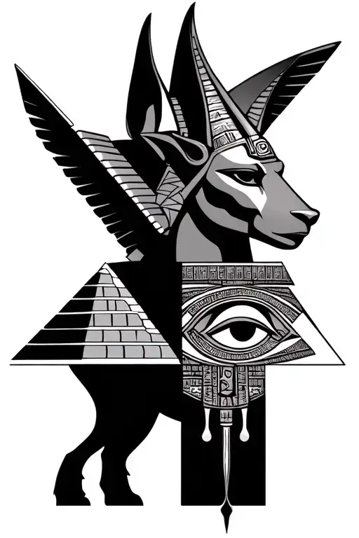  Egyptian pyramids, Anubis and the eye of Horus and the anhk tattoo design idea