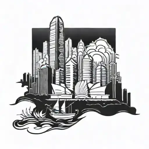 hong kong skyline tattoo design idea