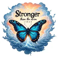 "Stronger than the storm" "Stronger than the storm" butterfly emerging from storm clouds forming the shape lightening tattoo design idea