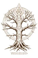 yggdrasil world tree with valknut inbued in  the corwn tattoo design idea