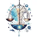 libra and aquarius constellation merging together tattoo design idea