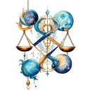libra and aquarius constellation merging together tattoo design idea