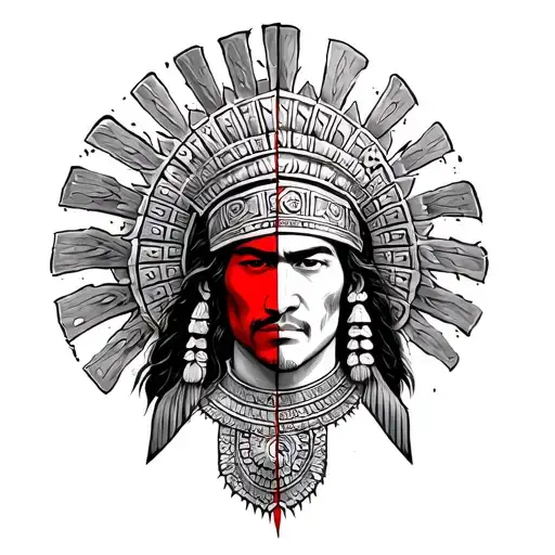 half mayan half conquistador tattoo design idea