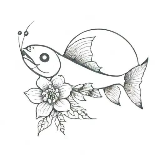 coi fish and flowers  tattoo design idea