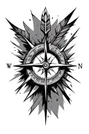 broken compass and arrow design tattoo design idea