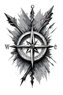 broken compass and arrow design tattoo design idea