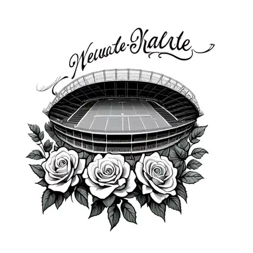 Newcastle football stadium with roses growing tattoo design idea