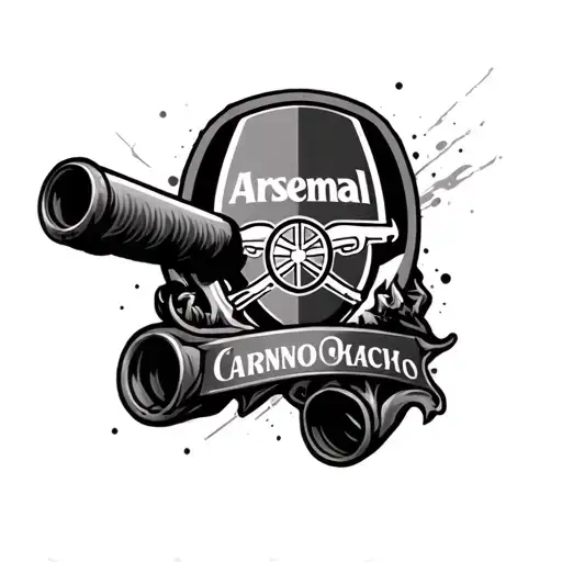 arsenal cannon calf sleeve tattoo design idea