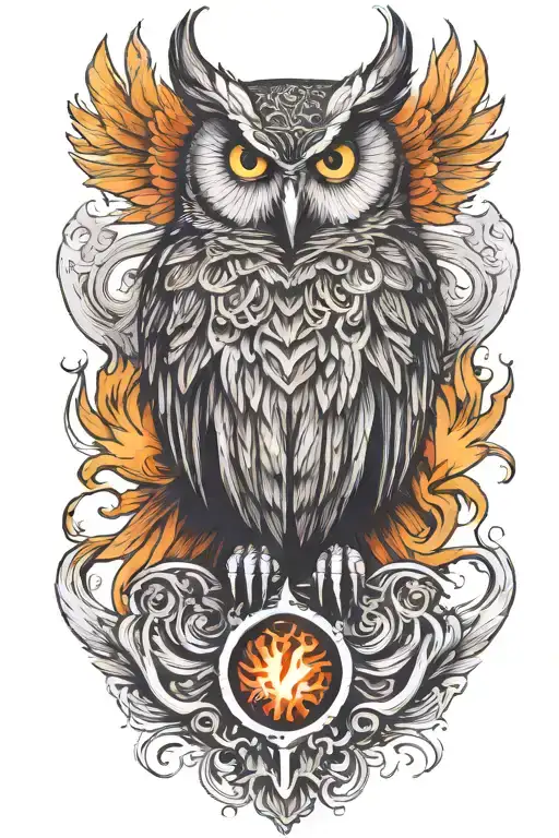 phoenix and an owl tattoo design idea