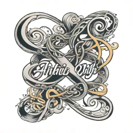 infinity with names Adrian, Vicky, Katie and Omar Alejandro  tattoo design idea