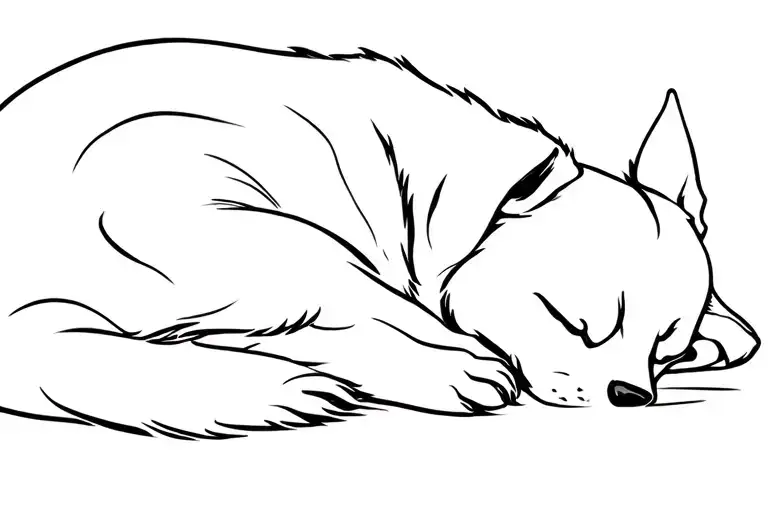 sleeping swiss shepherd dog tattoo design idea