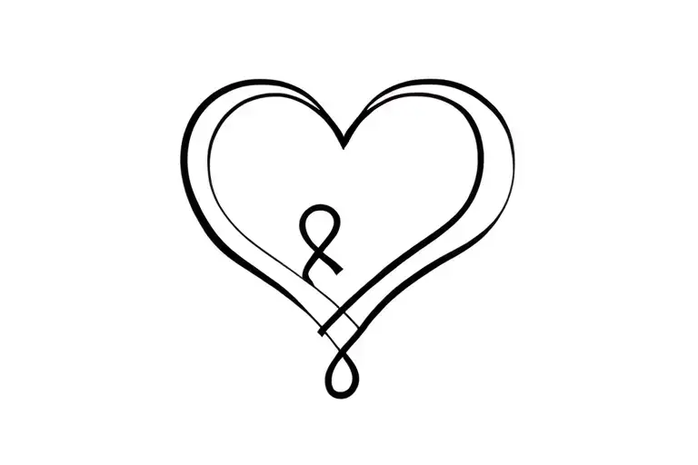 Heart, infinity and 2 letters L and 1 letter S tattoo design idea