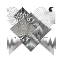 An abstract representation of sound waves in a geometric pattern tattoo design idea