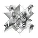 An abstract representation of sound waves in a geometric pattern tattoo design idea