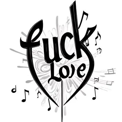 fuck love writing musical notes tattoo design idea