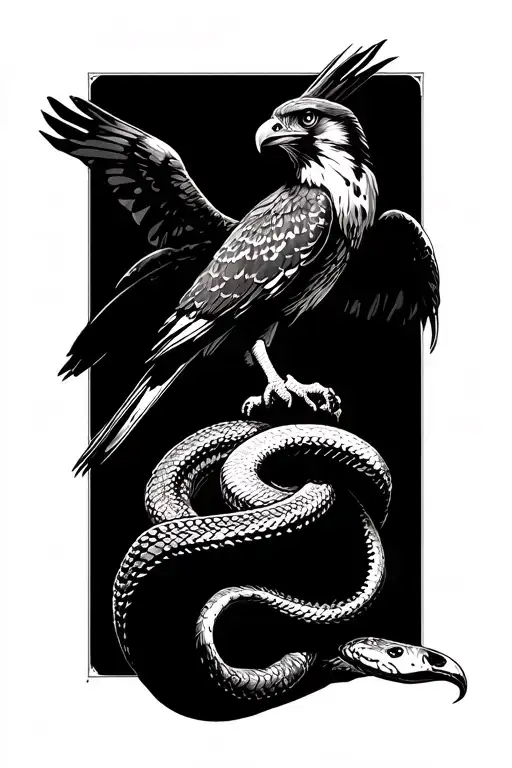 Harrigan falcon killing a snake tattoo design idea