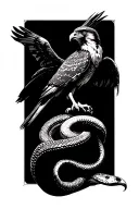 Harrigan falcon killing a snake tattoo design idea