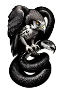 Harrigan falcon killing a snake tattoo design idea