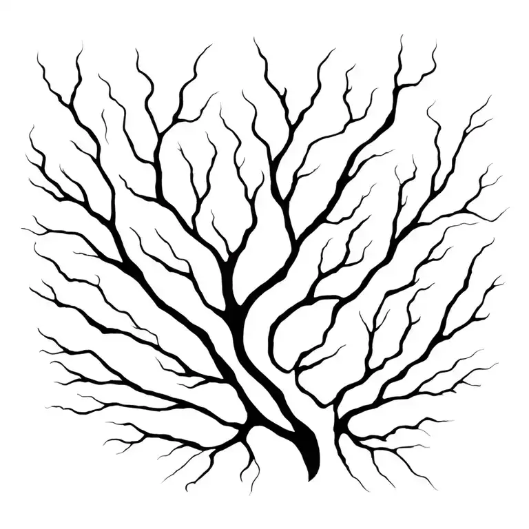 Sharp branching lines like veins or roots Abstract, flowing design, no shading tattoo design idea
