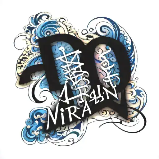 children names and birthdays Miran 05.02.2020 and Melis 15.10.2024 tattoo design idea