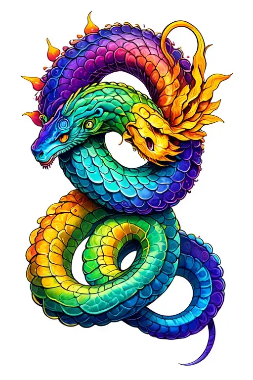 serpent 7 chakra symbols tattoo design idea