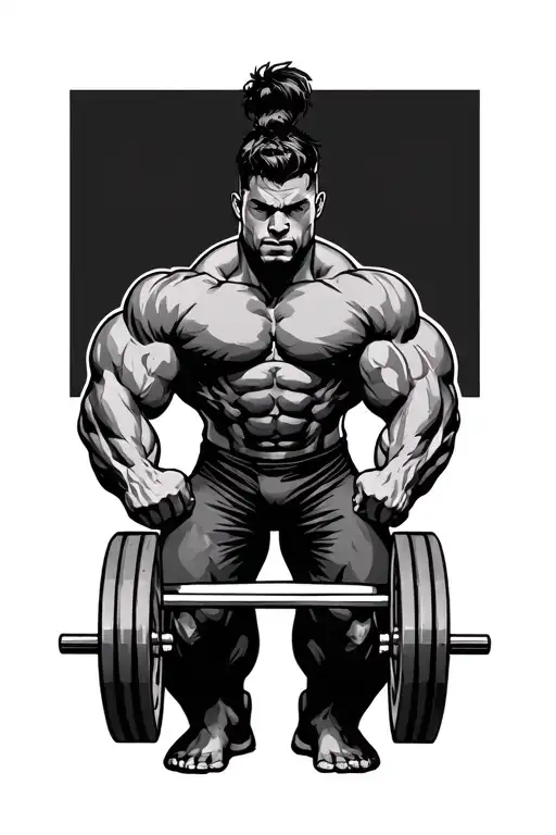 weight lifter lifting tattoo design idea