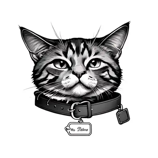 outline tattoo of a cat collar with a name tag tattoo design idea