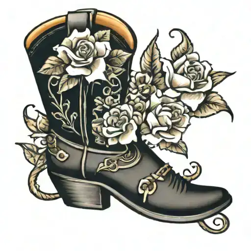 cowboy boot with flowers coming out of top  tattoo design idea