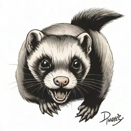 Murr's ferret tattoo from Impractical Jokers, but instead of the ferret skydiving it is Super Dave tattoo design idea