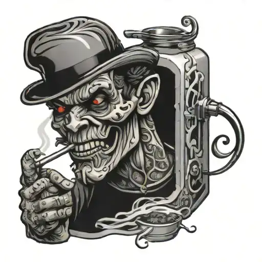 evil offset smoker cooking tattoo design idea