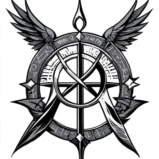 Navigational, chi rho alpha and omega tattoo design idea