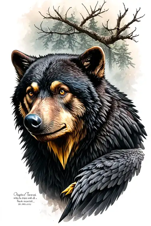 Veles, raven, wolf, bear tattoo design idea