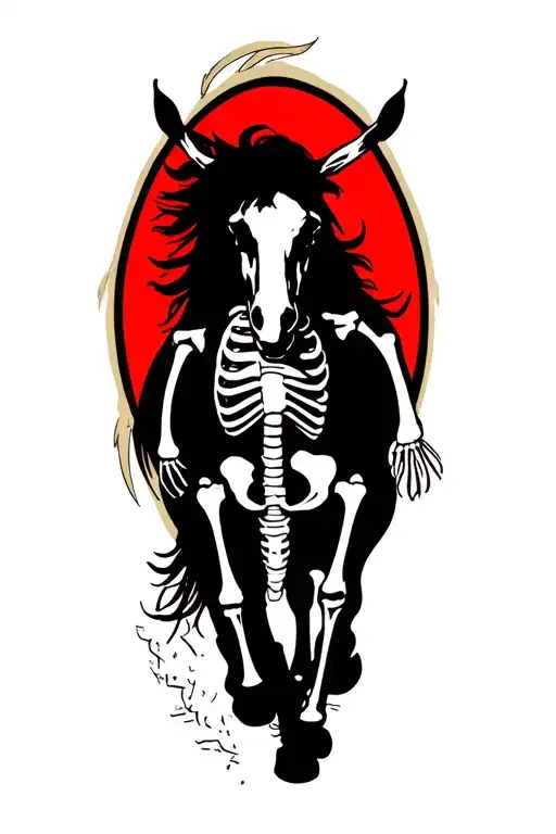 horse skeleton running alongside tattoo design idea